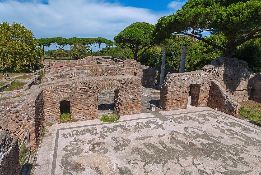 Rom, Ostia Antica, Terme di Nettuno, Mosaikfußboden, Latium, Italien