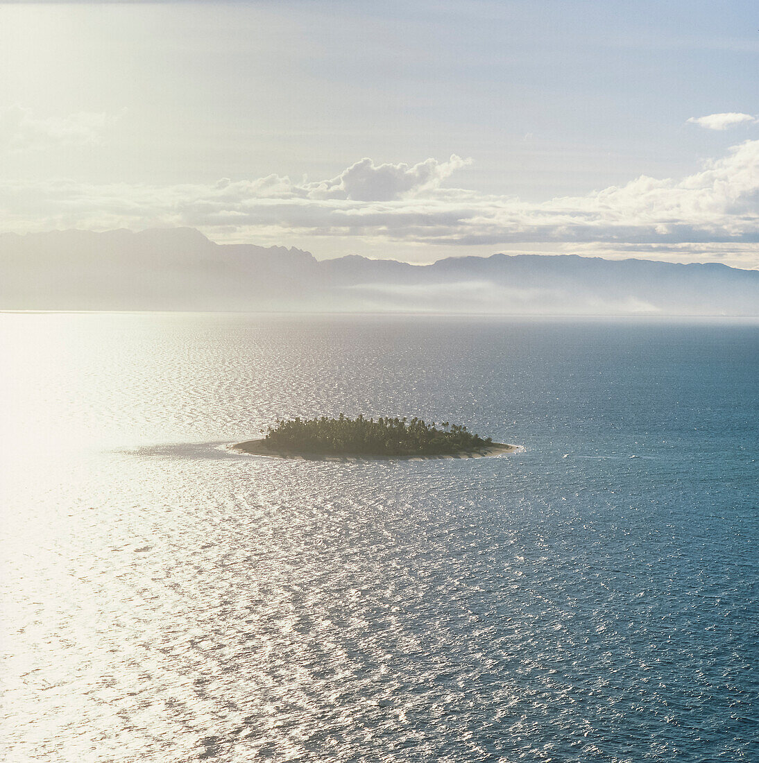 Aerial of a pacific atoll, in front of Fiji mainland
