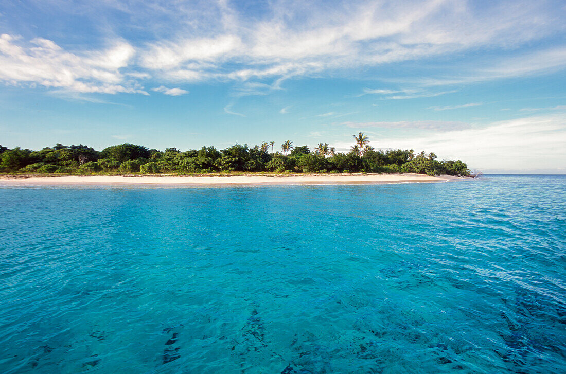 Looking across tropical water to Mana Island - Fiji