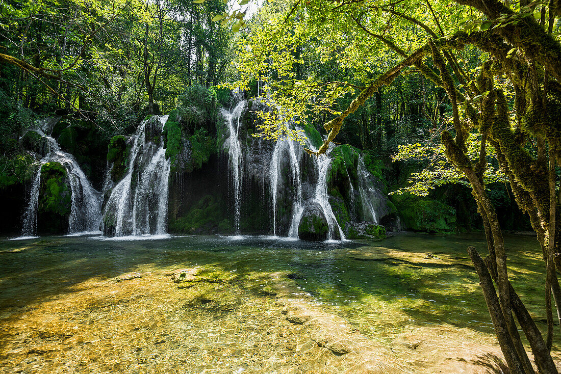 Sinterterrassen, Cascade des Tufs, Arbois, Departement Jura, Bourgogne-Franche-Comté, Jura, Frankreich