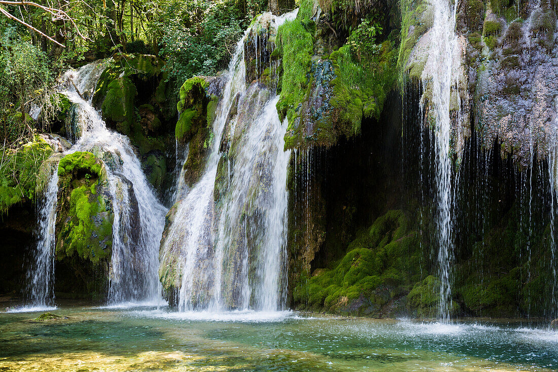 Sinterterrassen, Cascade des Tufs, Arbois, Departement Jura, Bourgogne-Franche-Comté, Jura, Frankreich