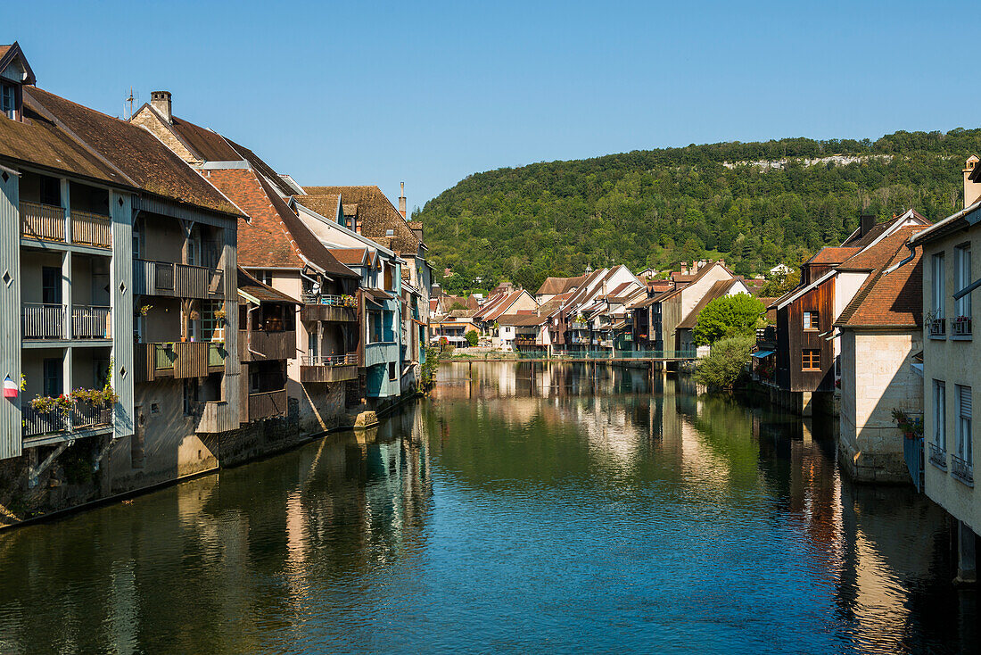 Ornans, am Loue, Département Doubs, Bourgogne-Franche-Comté, Jura, Frankreich