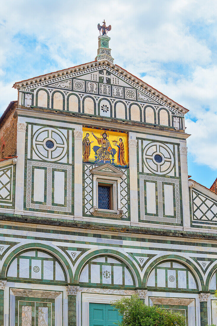 San Miniato al Monte Church facade, Florence, Tuscany, Italy, Europe 