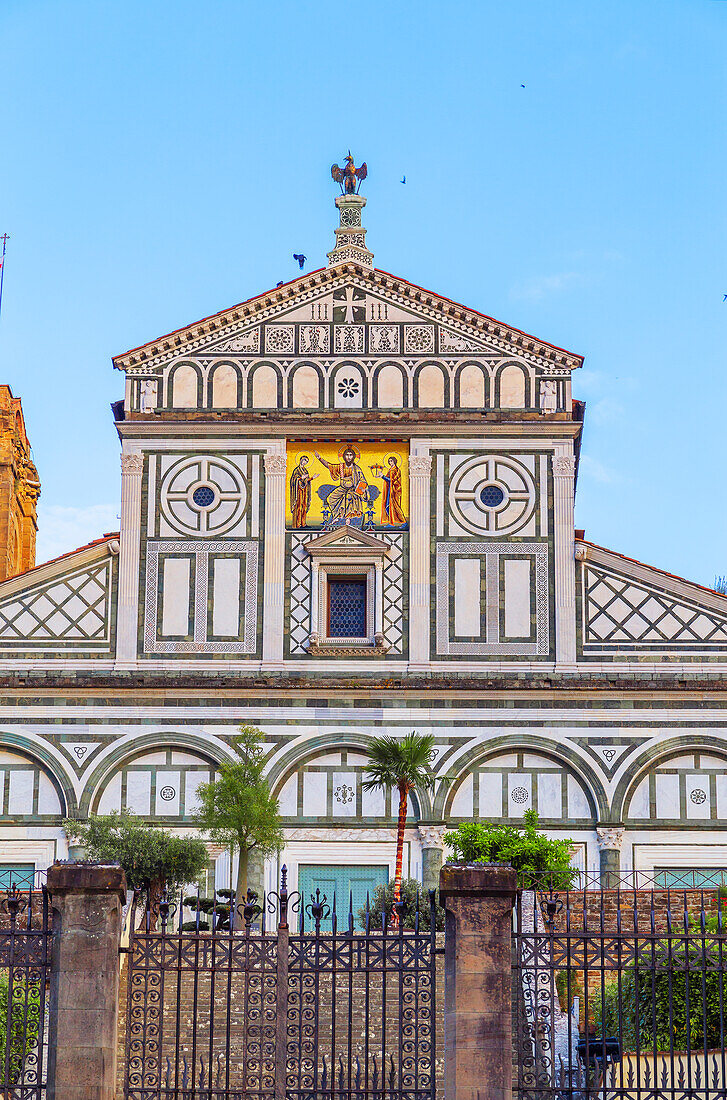 San Miniato al Monte Church facade, Florence, Tuscany, Italy