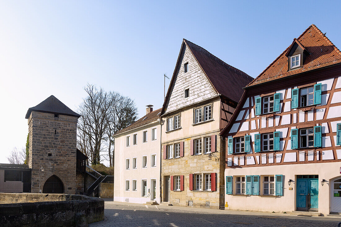 Forchheim, Saltorturm und Fachwerkhäuser in Oberfranken, Bayern, Deutschland