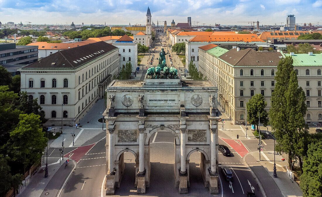 Siegestor from above, Munich, Bavaria, Germany