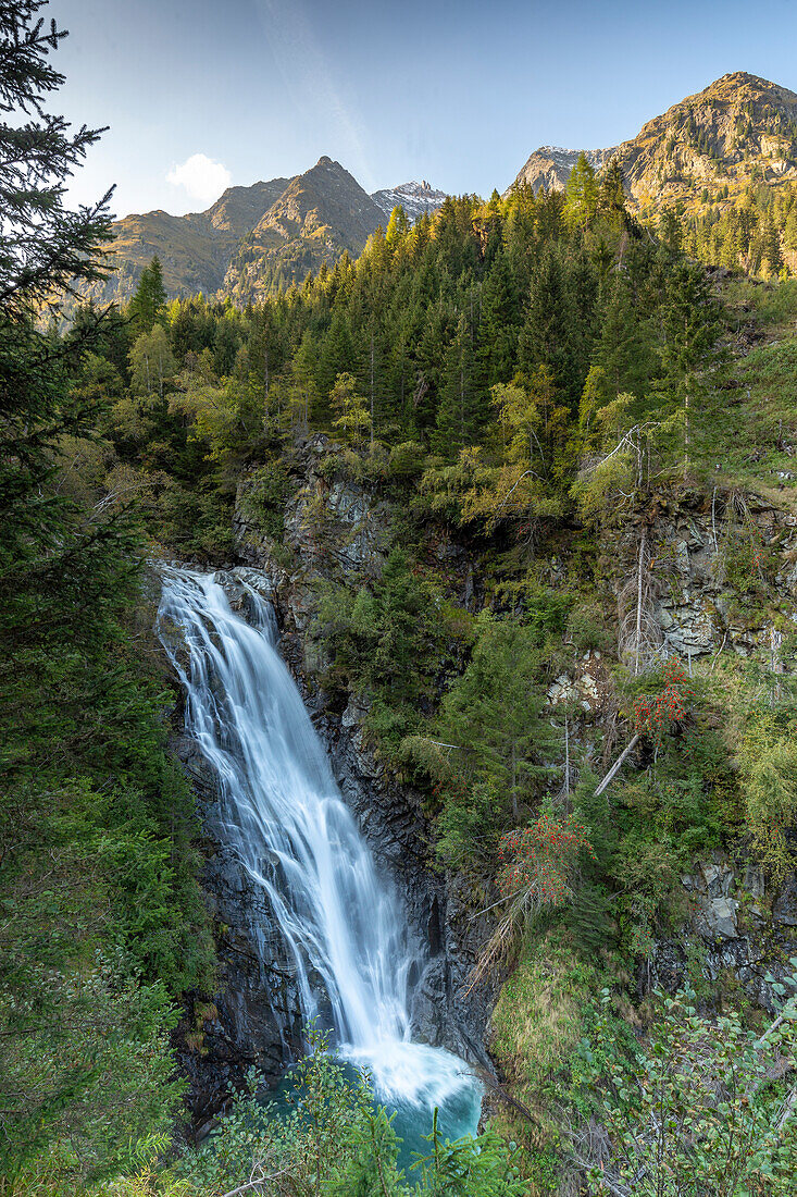 Hölle waterfall, Brenner Pass, Bolzano, South Tyrol, Italy. waterfall path.
