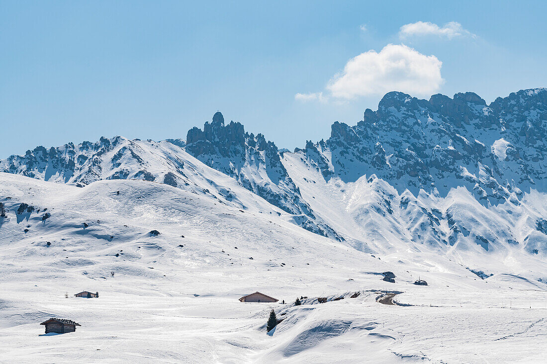 Mountain panorama, Rosszahn, Compatsch, Alpe di Siusi, South Tyrol, Alto Adige, Italy