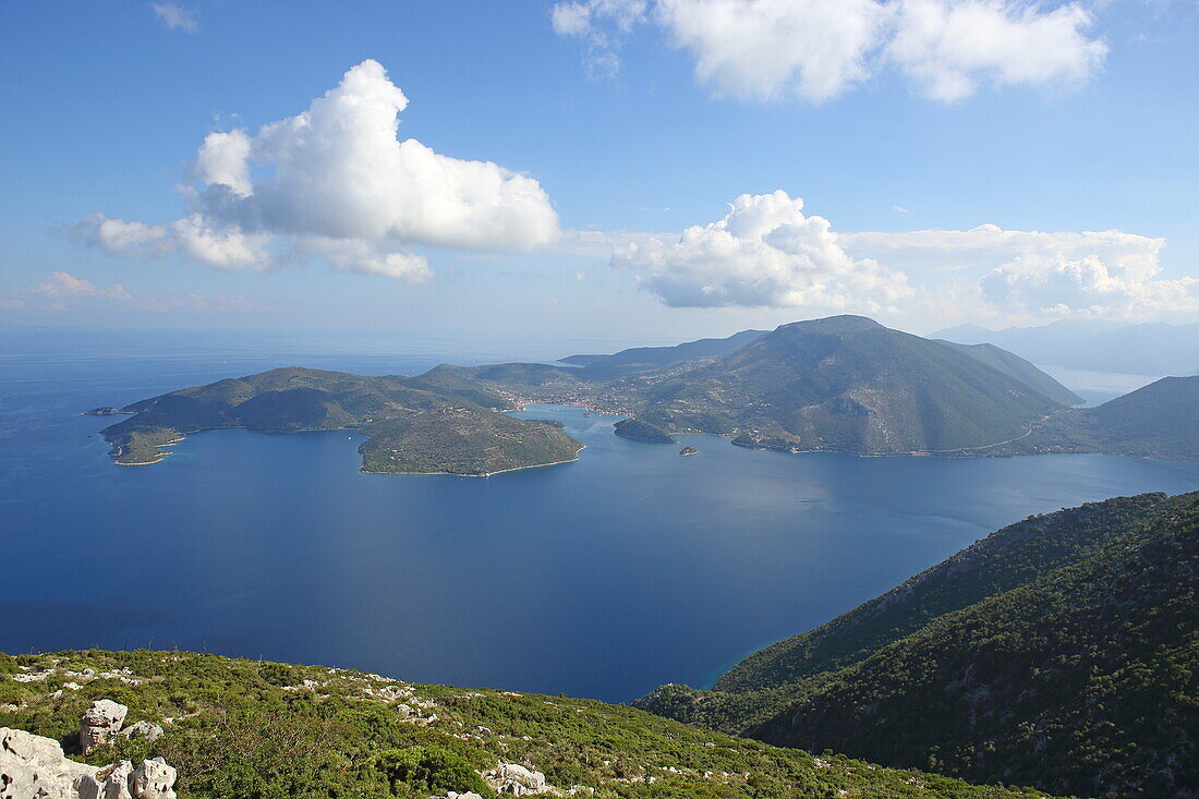 View from Kathara Monastery to Vathy Bay, Ithaca, Ionian Islands, Greece