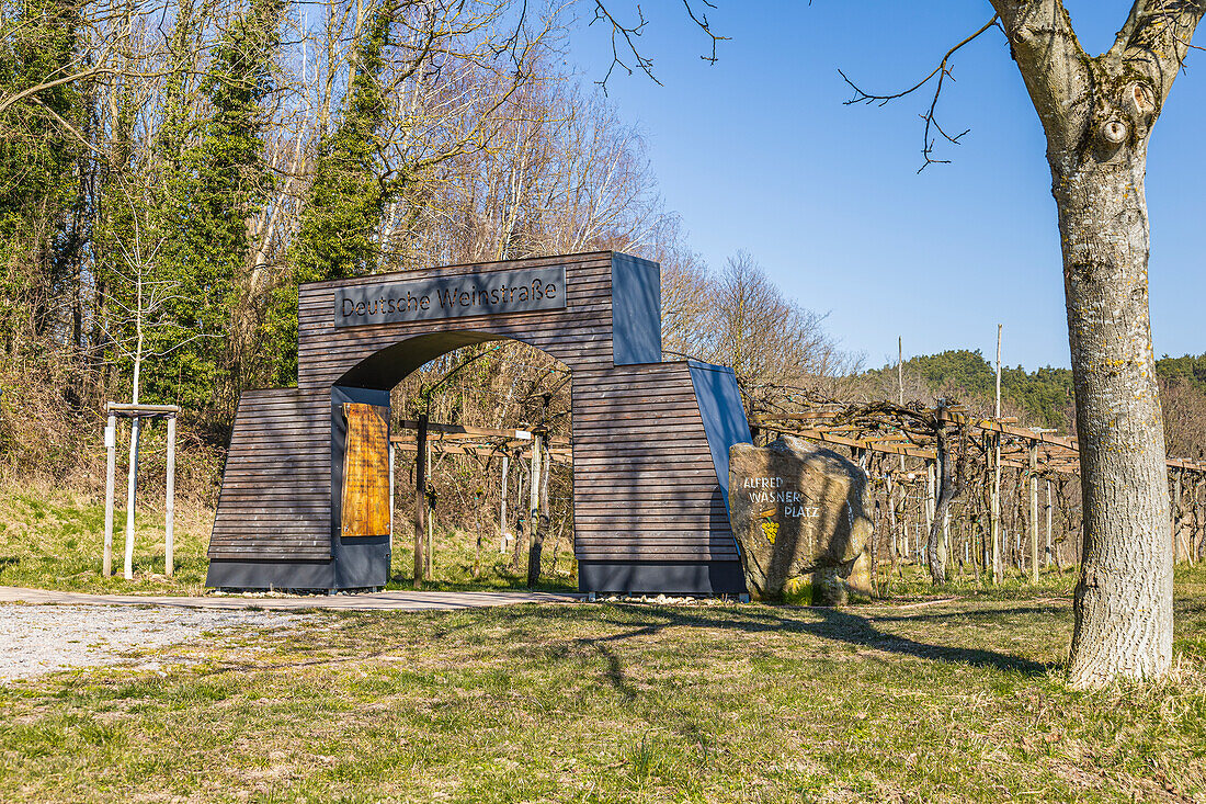 Small wine gate on the Southern Wine Route, Palatinate Forest, Schweigen-Rechtenbach, Rhineland-Palatinate, Germany, Europe