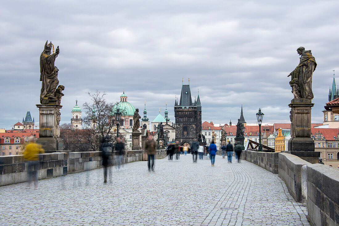 Charles Bridge, Old Town Bridge Tower, Church of the Cross, Prague, Czech Republic