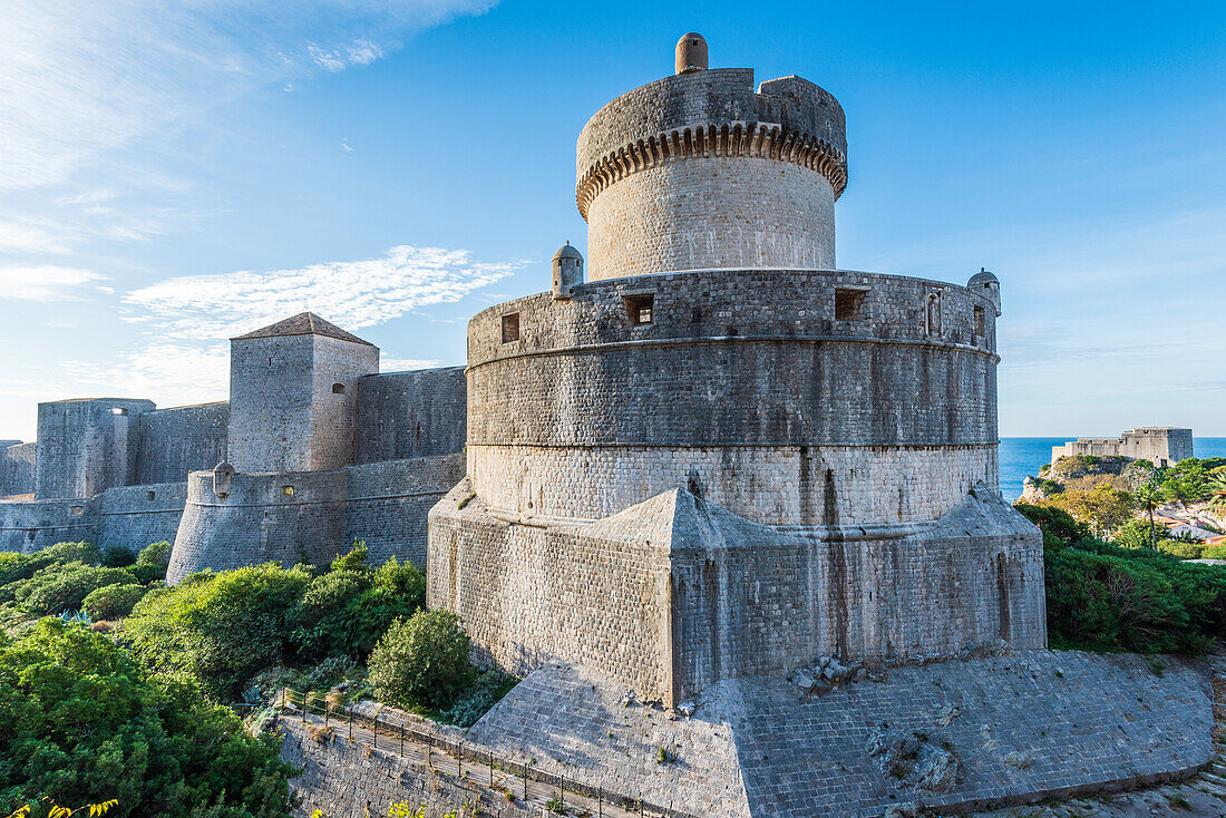 City walls and Minceta Fortress in Dubrovnik, Croatia