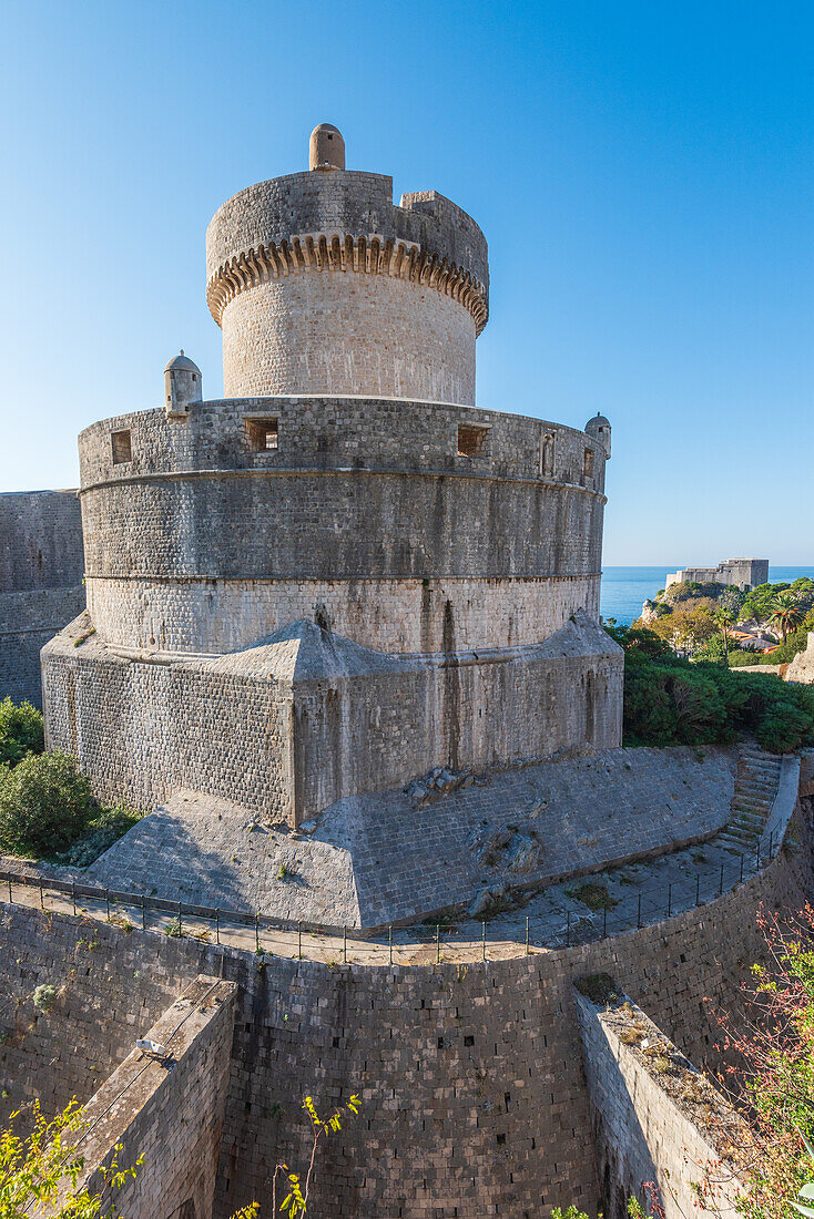 City walls and Minceta Fortress in Dubrovnik, Croatia