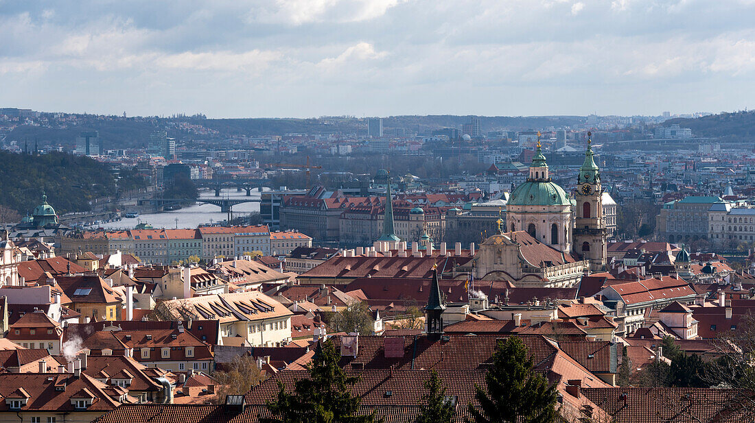 Panoramic view of Prague, St. Nicholas Church, Prague, Czech Republic