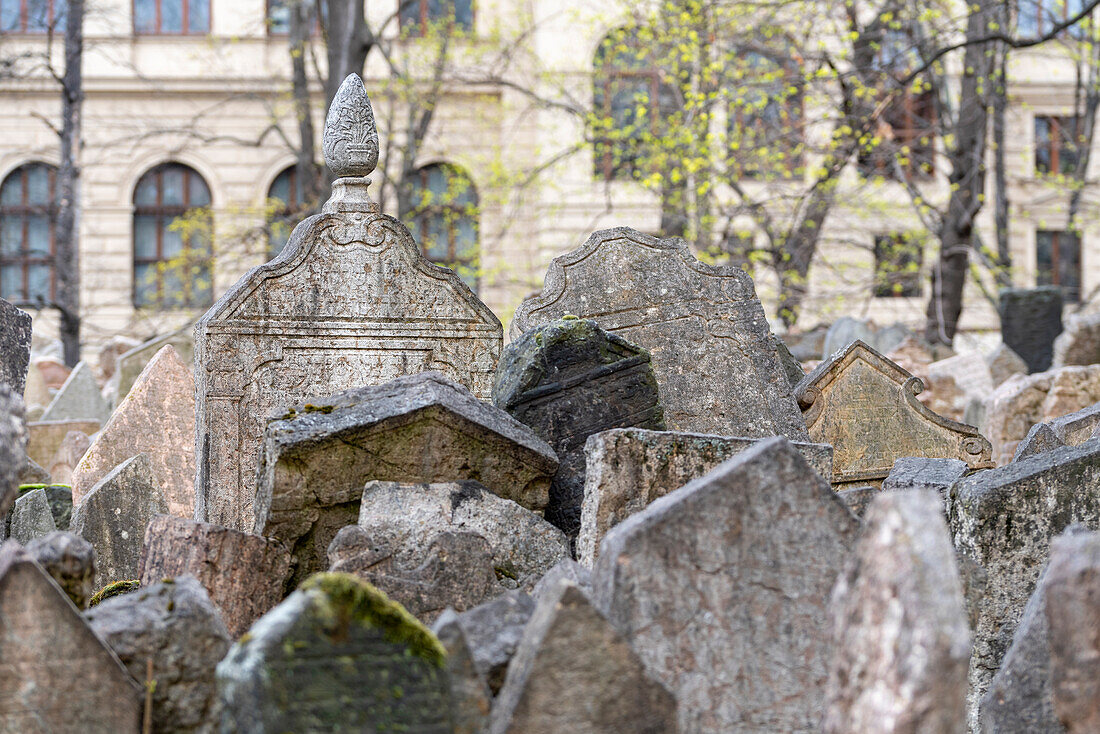 Grabsteine, alter jüdischer Friedhof, Jüdisches Museum, Josefstadt, Prag, Tschechien\n\n