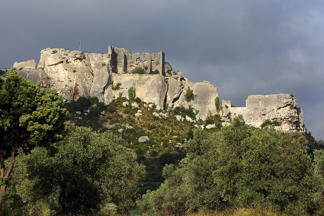 Castle in Les Baux-de-Provence, Bouches-du-Rhone, Provence-Alpes-Cote d'Azur, France