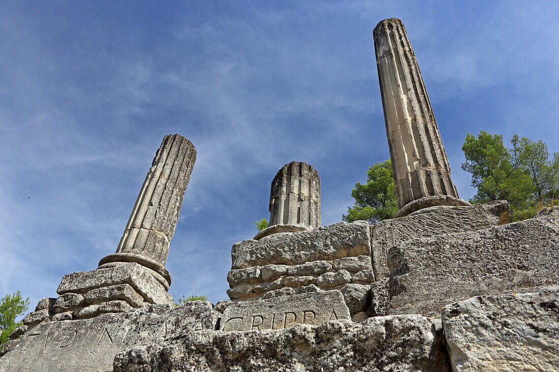 Excavations in the northern town center of Glanum near Saint-Remy-de-Provence, Bouches-du-Rhone, Provence, France