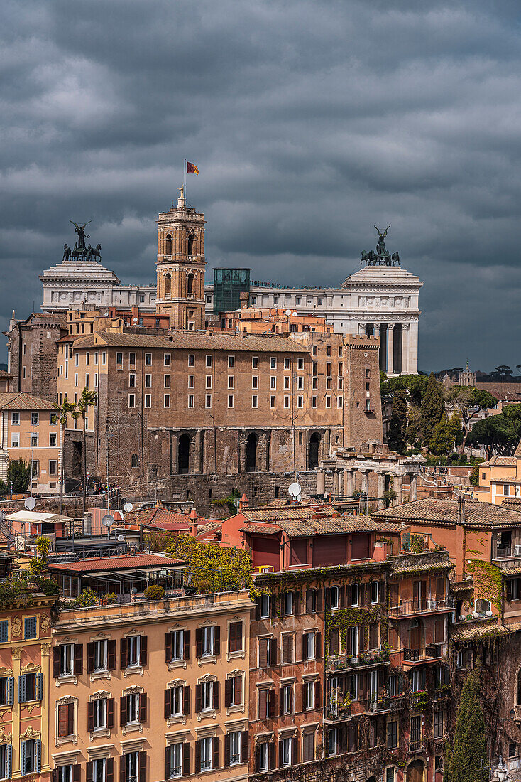 View of Ancient Forum and Capitoline Hill, Rome, Lazio, Italy, Europe