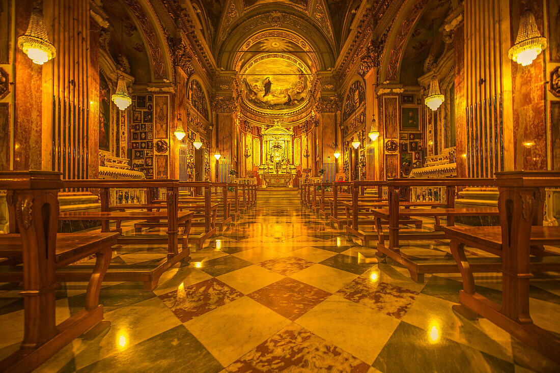 Inside the Church of the Madonna di Montallegro, Rapallo, Liguria; Levantine Riviera, Italy