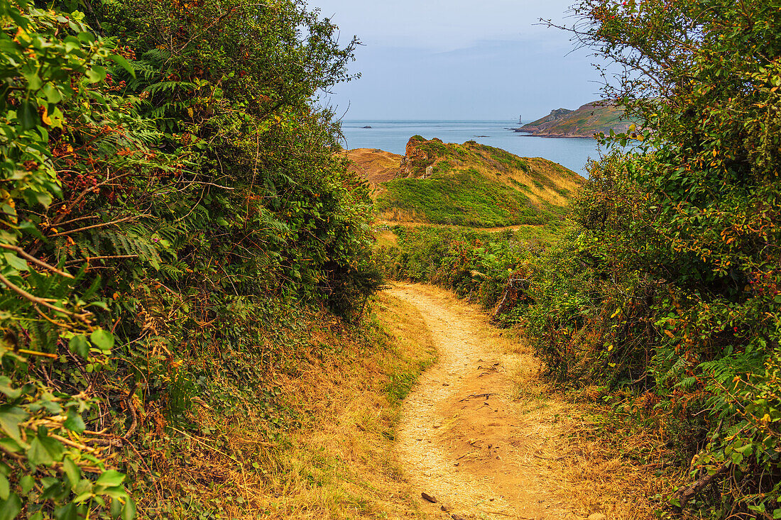 Hiking path on the coast in Normandy.