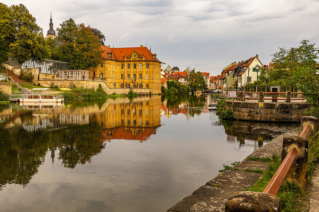 View from the Regnitz on the old town of Bamberg,Upper Franconia,Bavaria,Germany,Europe