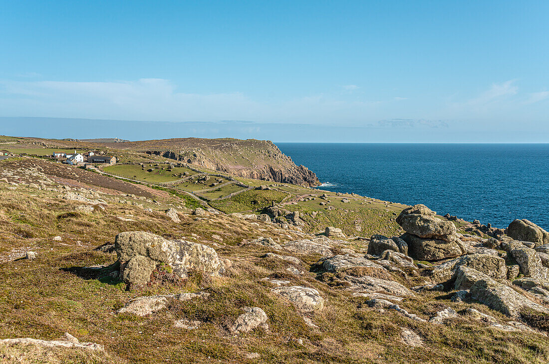 Picturesque coastal landscape at Lands End, Cornwall, England, UK