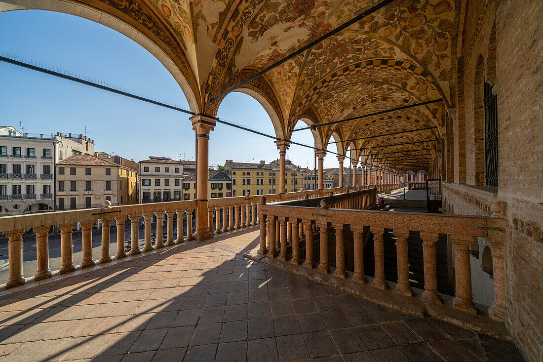 Arcades on the upper floor of the Palazzo della Ragione in Padua, Italy.