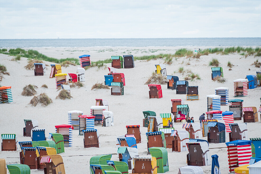 Beach chairs in the dunes, Borkum Island, Lower Saxony, Germany