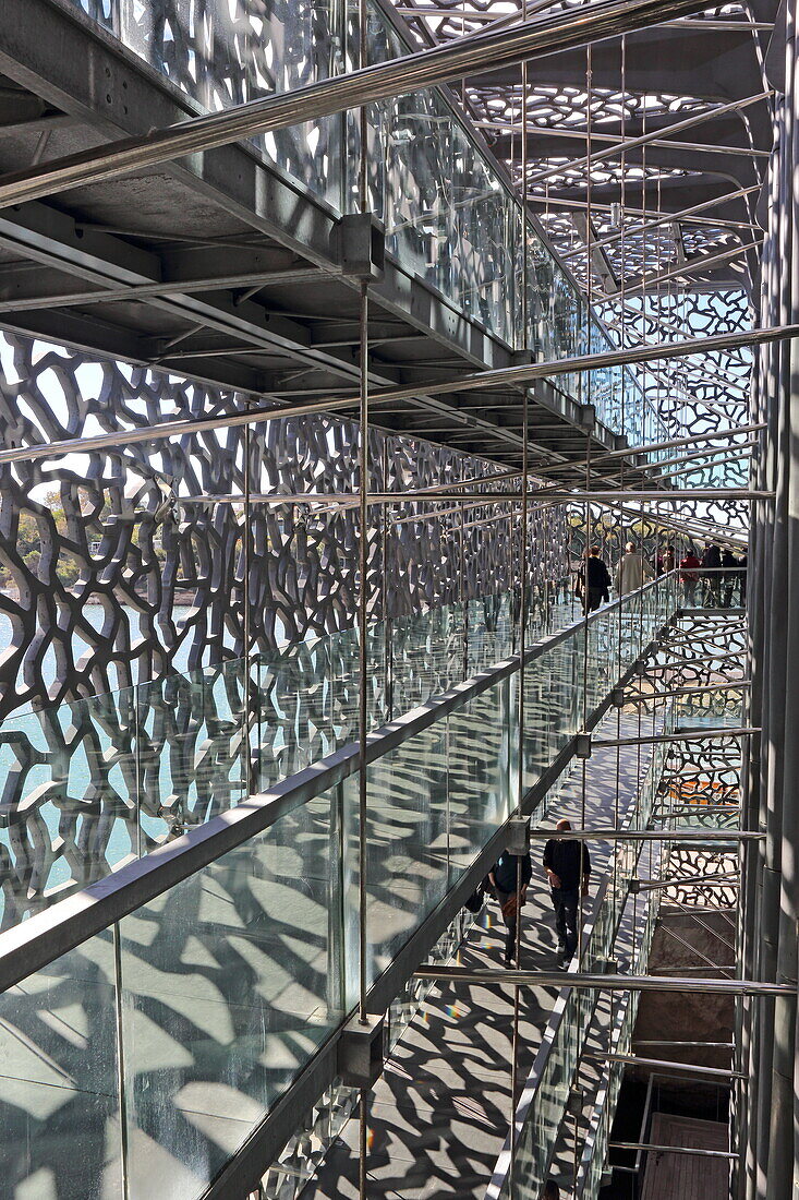 Staircase in the MuCem (Museum of European and Mediterranean Civilizations), Marseille, Bouches-du-Rhone, Provence-Alpes-Cote d'Azur, France