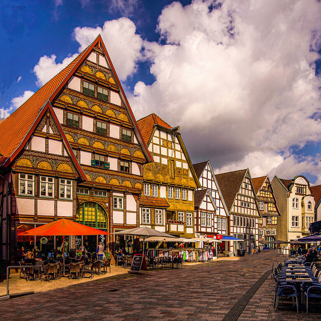 Half-timbered houses in the old town of Bad Salzuflen, Lippe district, North Rhine-Westphalia, Germany