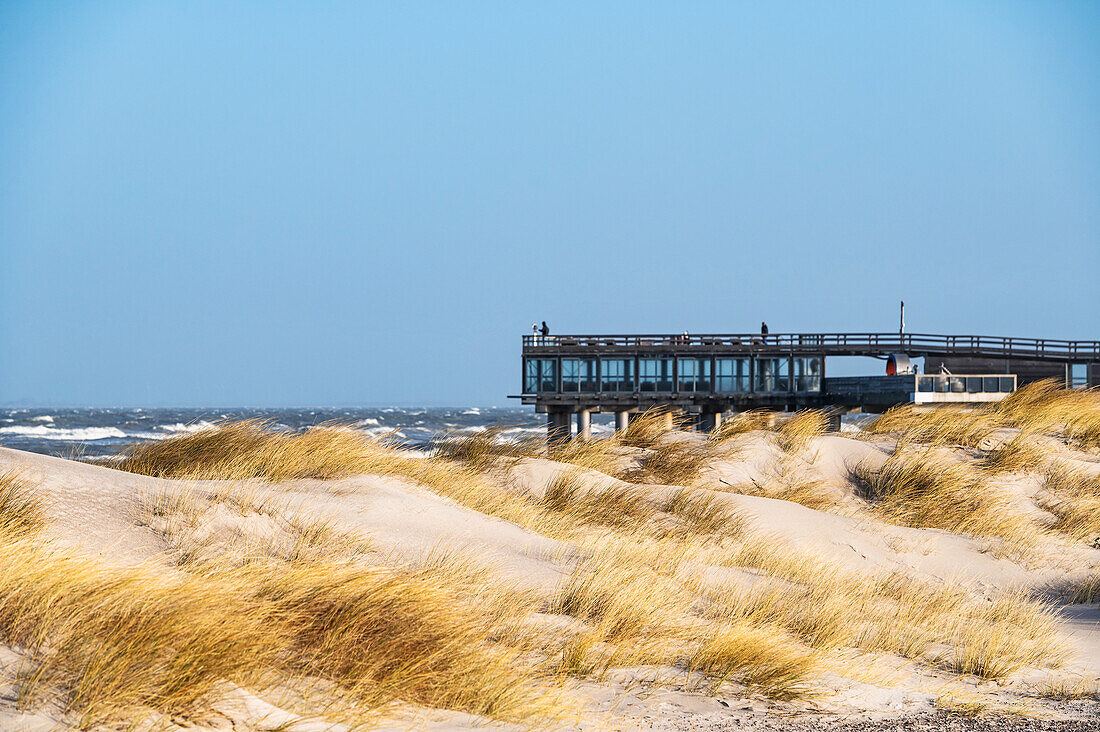 View of the pier of Heiligenhafen, Baltic Sea, Ostholstein, Schleswig-Holstein, Germany