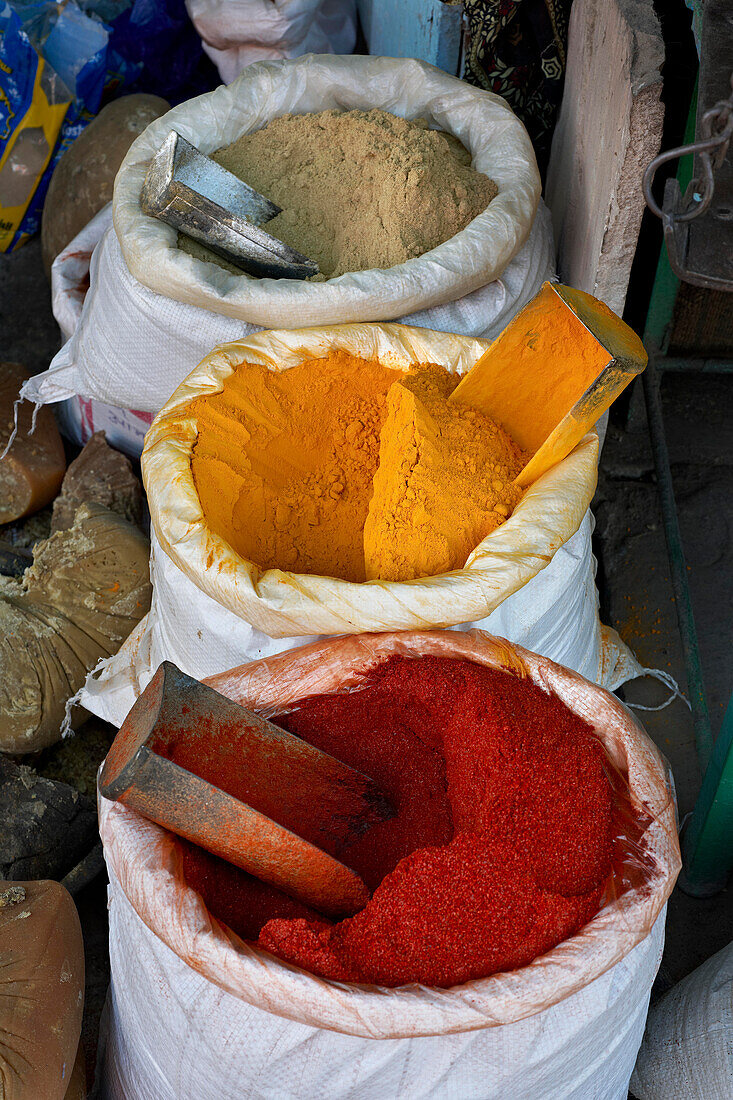 Spices, Bundi vegetable market, Rajasthan, India