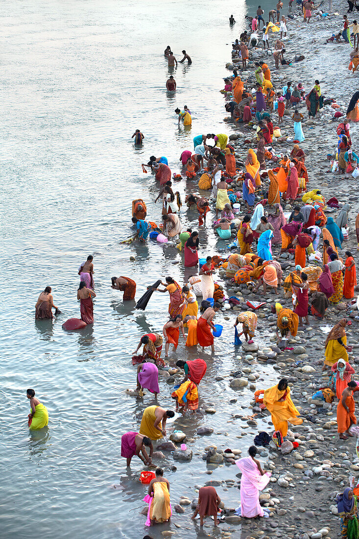 Pilgrims bathing, Haridwar, India