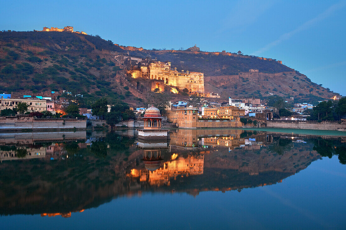 Bundi Garh Palace and reflection, Rajasthan, India