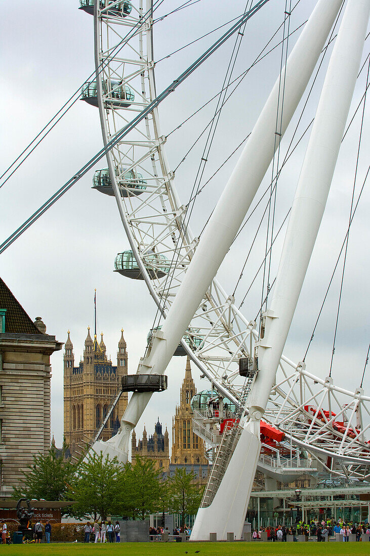 Das Millenium Wheel und Houses of Parliament, London, England
