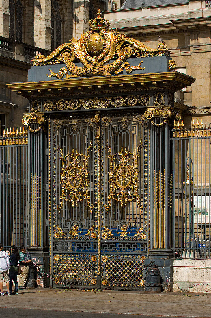 Ornate gate to the Cour du Mai, Palais de Justice and Sainte-Chapelle church, Paris, France