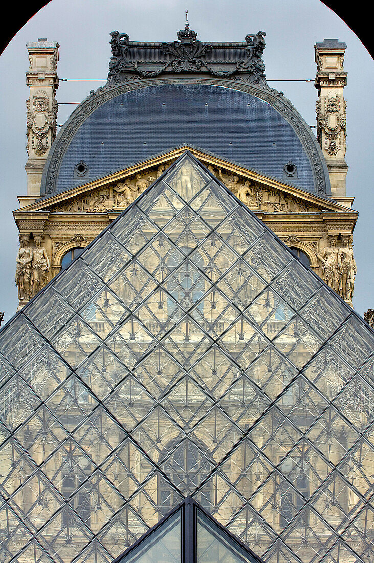 ThePyramid Entrance at the Louvre, Paris, France