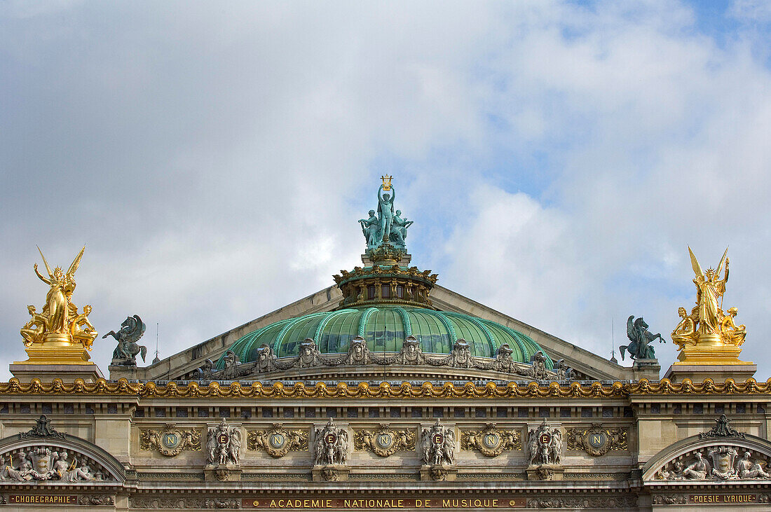 Opera Garnier,Paris,France roof and facade, France, Ile-de-France, Paris, Charles Garnier
