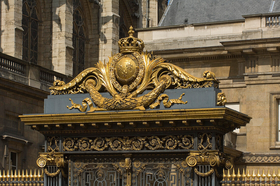 Ornate gate to the Cour du Mai, Palais de Justice and Sainte-Chapelle church, Paris, France