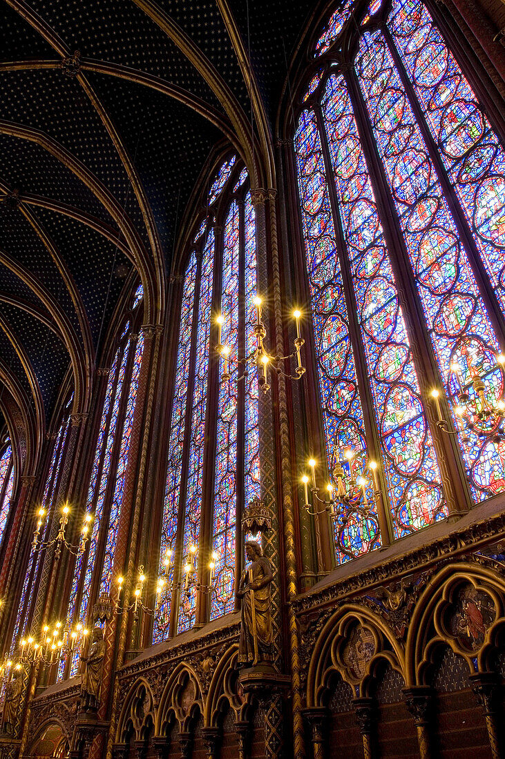Innenraum der oberen Kapelle der Sainte Chapelle, Ile de la Cite, Paris, Ile-De-France