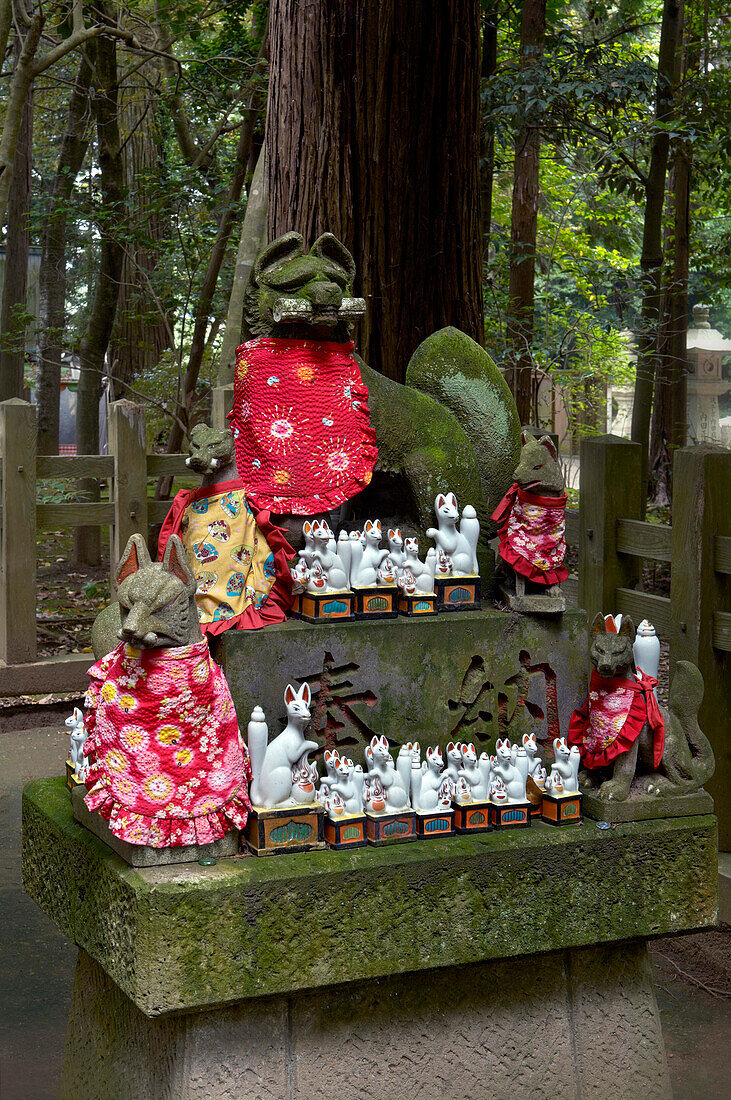 Kitsune fox deities, Kashima Jingu forest, Kashima, Japan
