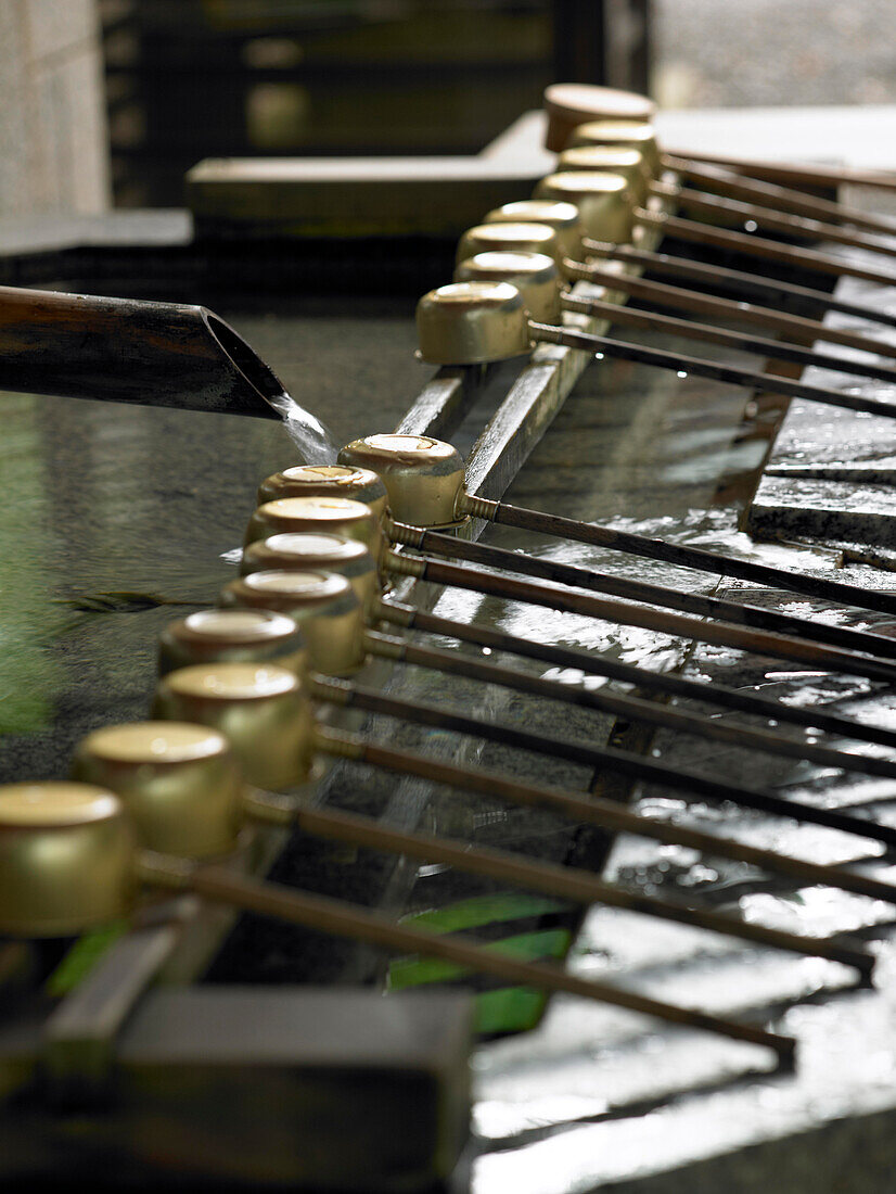 Temizu water purification, Kashima Jingu Shinto shrine, Japan