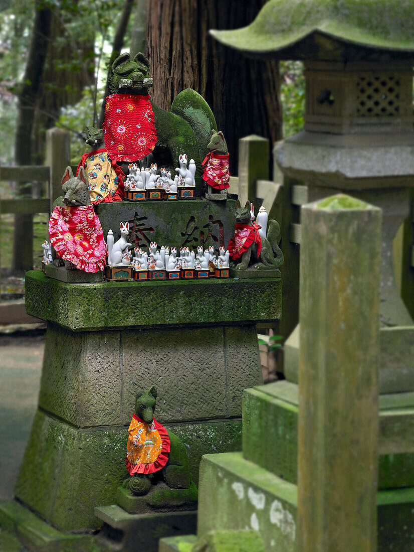 Kitsune fox deities, Kashima Jingu forest, Kashima, Japan