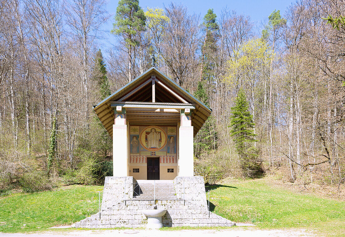 Beuron, Chapel of St. Maurus with paintings by the Beuron Art School, Upper Danube Nature Park in the Swabian Jura, Baden-Württemberg, Germany
