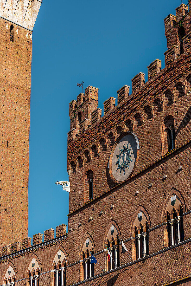 Turm Torre Del Mangia, Rathaus Palazzo Pubblico, Piazza Del Campo, Siena, Toskana, Italien, Europa