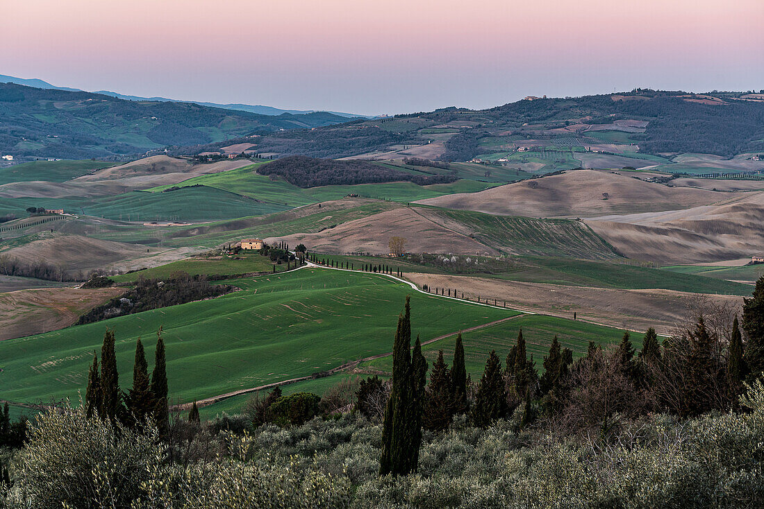 Landschaft bei Pienza, Val d'Orcia, Provinz Siena, Toskana, Italien, UNESCO Welterbe, Europa