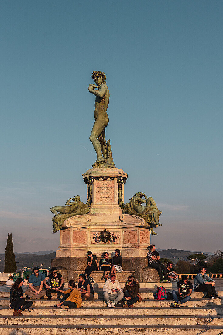 Statue of David by Michelangelo, Piazzale Michelangelo, Florence, Tuscany, Italy, Europe