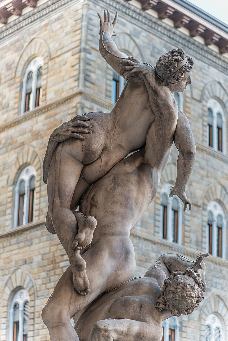 Rape of the Sabine Women by Giambologna, Loggia dei Lanzi, Piazza della Signoria, Florence, Tuscany, Italy, Europe