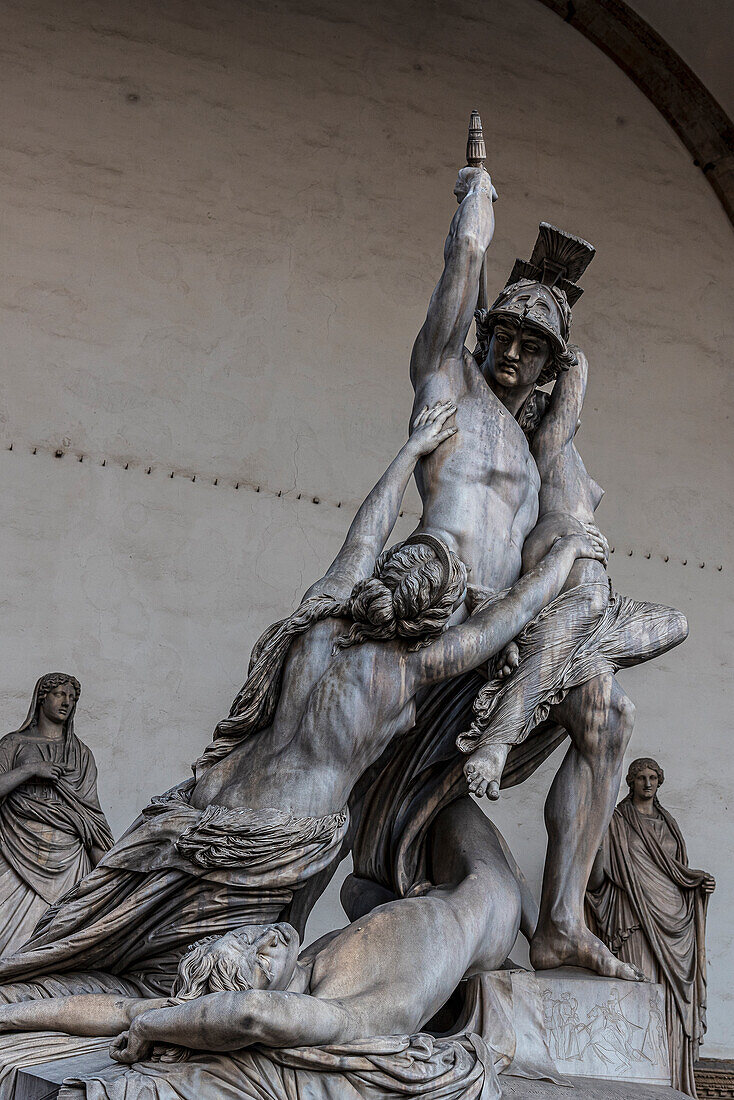 Sculpture The Rape of Polyxena, Loggia dei Lanzi, Piazza della Signoria, Florence, Tuscany, Italy, Europe