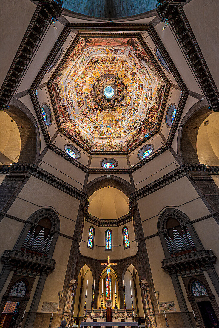 Dom Innnenraum, Kuppel von Innen, Kathedrale Santa Maria del Fiore, Florenz, Toskana, Italien
